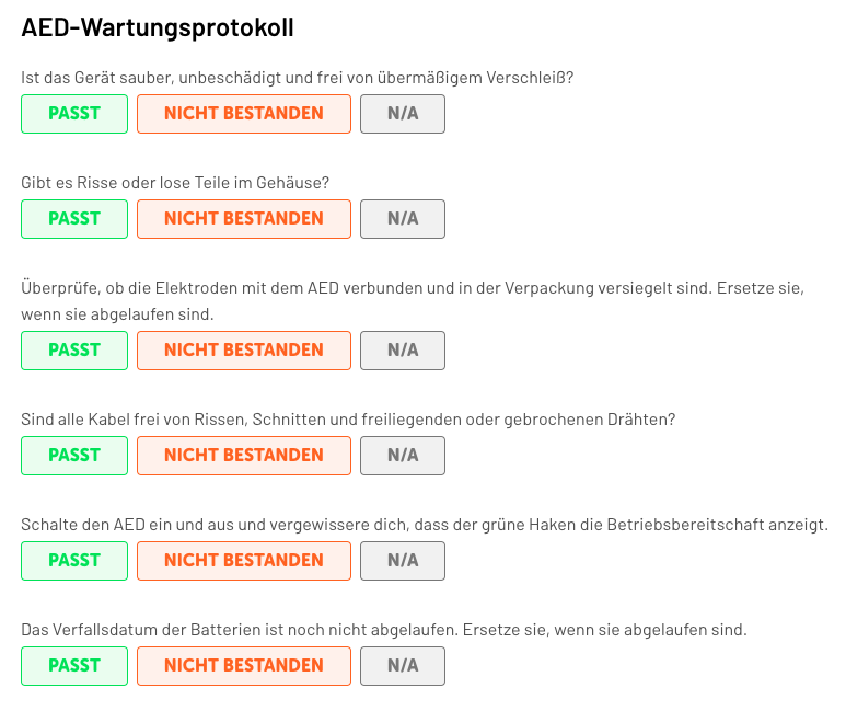 Defibrillator Wartung mit automatisierten Checklisten Lumiform
